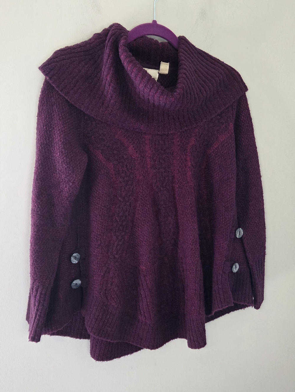 Anthropologie Angel of the North Dark Purple and Red Cowl Neck Sweater